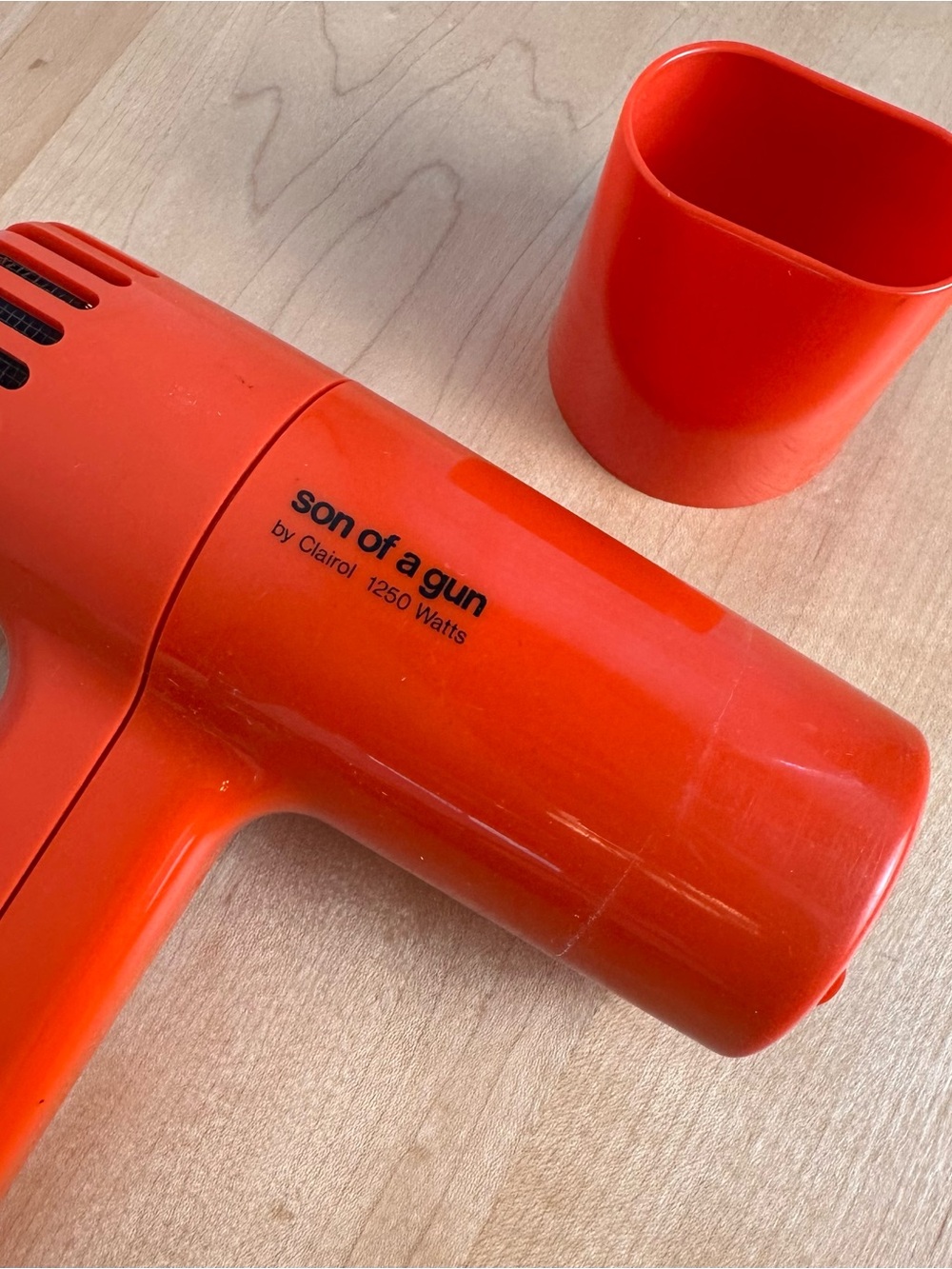 Vintage 1984 Clairol ‘Son of a Gun’ Hair Dryer TD2 Orange 1250W Tested, Works!